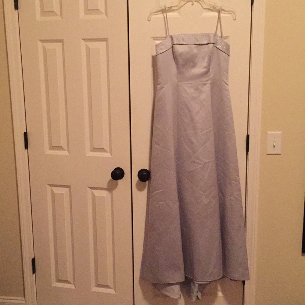 Silver beaded wedding gown, size 6